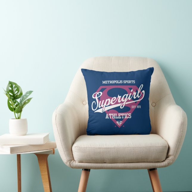 Supergirl Metropolis Sports Athletics Graphic Throw Pillow (Chair)
