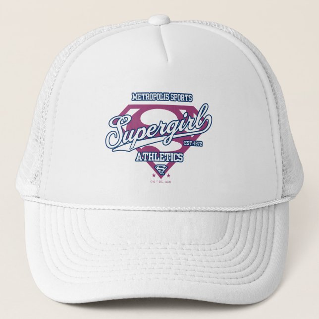 Supergirl Metropolis Sports Athletics Graphic Trucker Hat (Front)