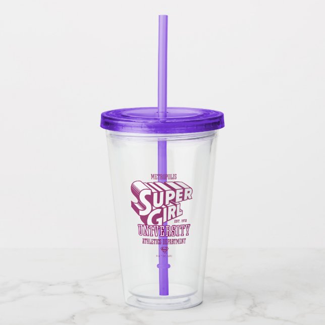 Supergirl Metropolis University Athletics Dept. Acrylic Tumbler (Front)