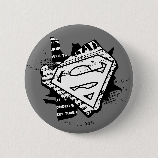 Supergirl Newsprint S-Shield 2 Inch Round Button (Front)