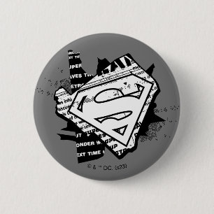 Supergirl Newsprint S-Shield 2 Inch Round Button