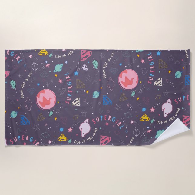 Supergirl Out of This World Retro Graphic Beach Towel (Front)