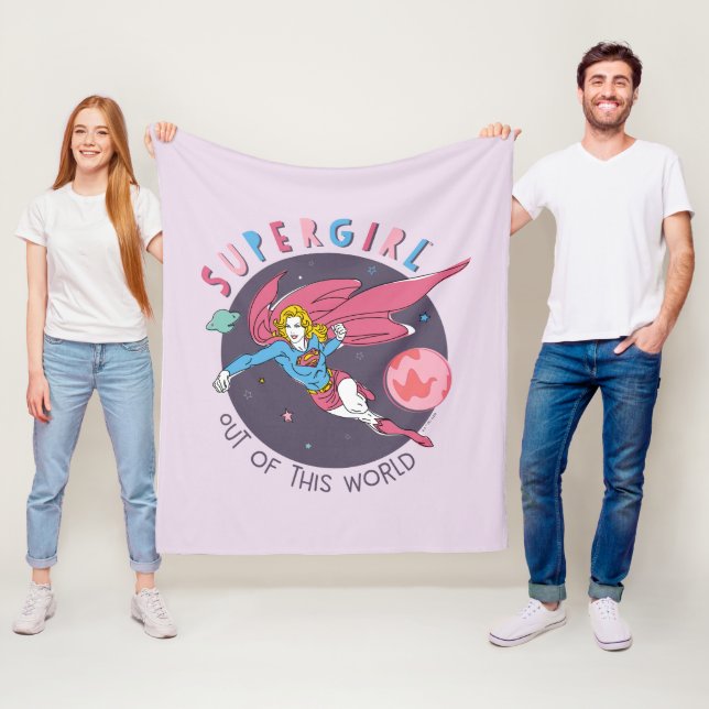 Supergirl Out of This World Retro Graphic Fleece Blanket (In Situ)