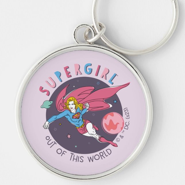 Supergirl Out of This World Retro Graphic Keychain (Front)