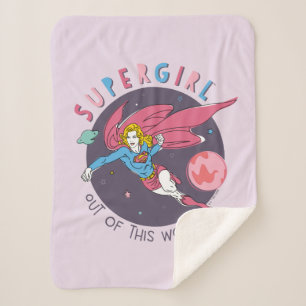 Supergirl Out of This World Retro Graphic Sherpa Blanket