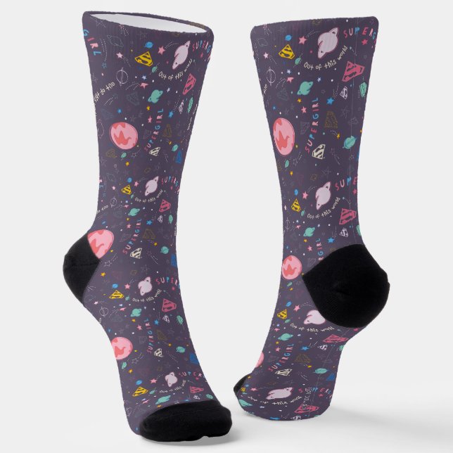 Supergirl Out of This World Retro Graphic Socks (Angled)