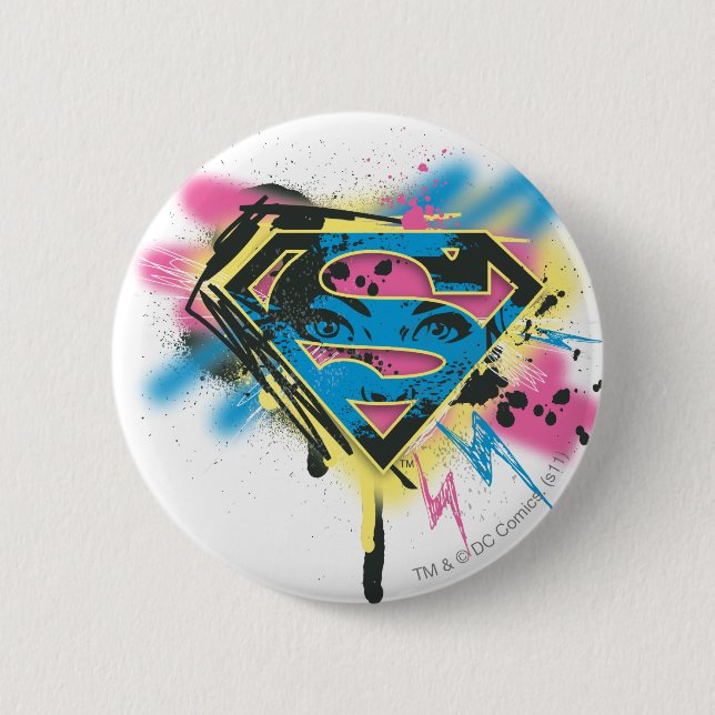 Supergirl Paint and Spills 2 Inch Round Button (Front)