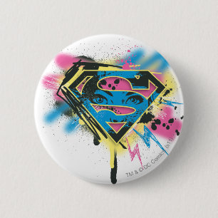 Supergirl Paint and Spills 2 Inch Round Button