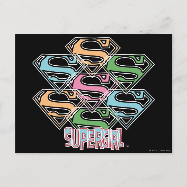 Supergirl Pastel Logo Collage Postcard (Front)