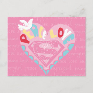 Supergirl Peace and Love Pink Postcard