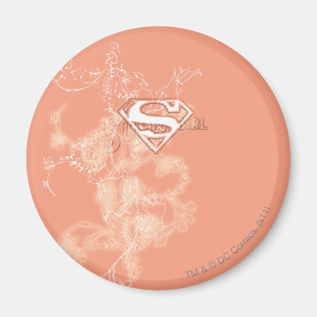 Supergirl Peach Floral Pattern Magnet (Front)