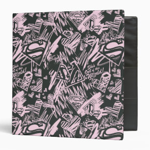 Supergirl Pink and Black Scribbles Binder