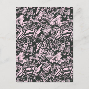 Supergirl Pink and Black Scribbles Postcard