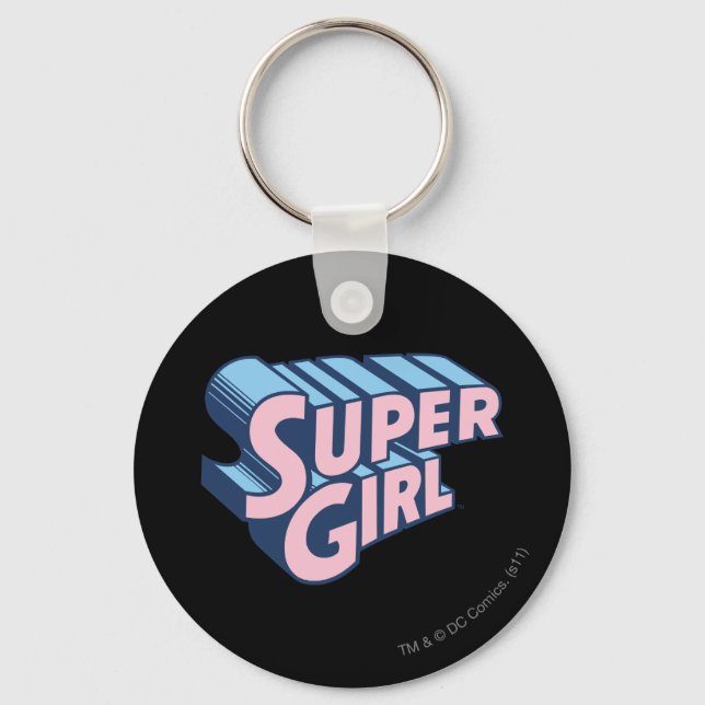 Supergirl Pink and Blue Logo Keychain (Front)