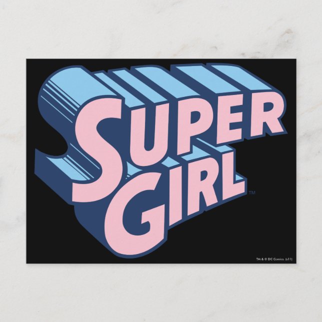 Supergirl Pink and Blue Logo Postcard (Front)