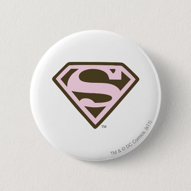 Supergirl Pink and Brown Logo 2 Inch Round Button (Front)