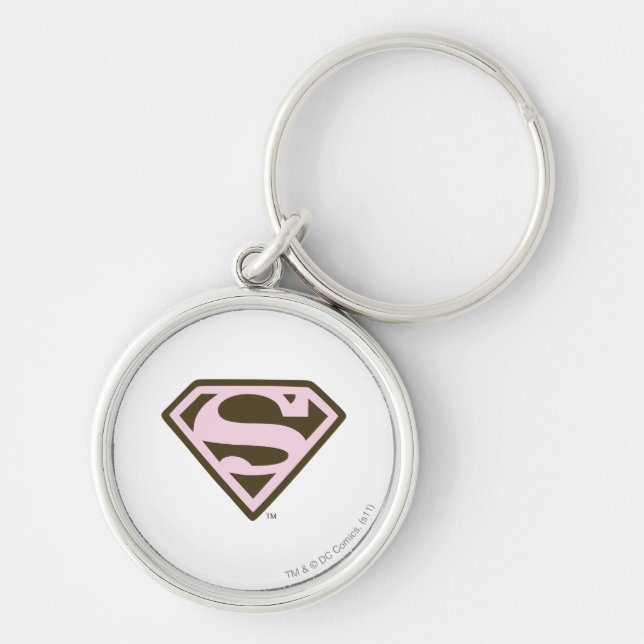 Supergirl Pink and Brown Logo Keychain (Front)
