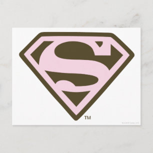 Supergirl Pink and Brown Logo Postcard