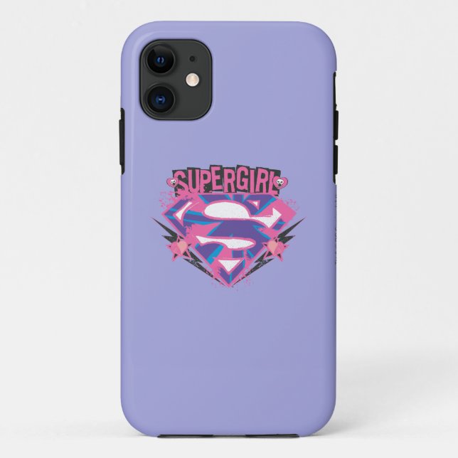Supergirl Pink and Purple Grunge Logo Case-Mate iPhone Case (Back)