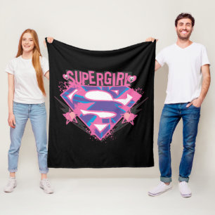 Supergirl Pink and Purple Grunge Logo Fleece Blanket