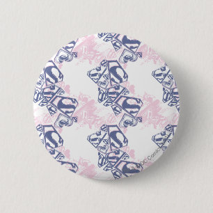 Supergirl Pink and Purple Pattern 2 Inch Round Button