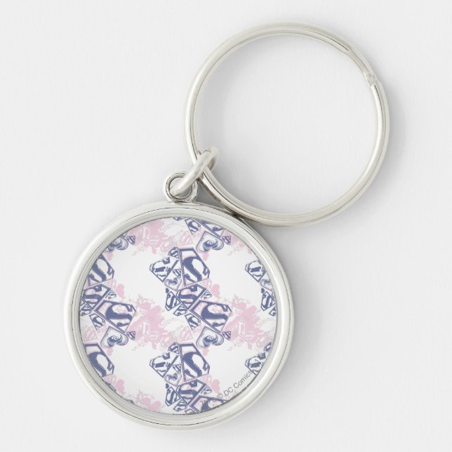 Supergirl Pink and Purple Pattern Keychain (Front)