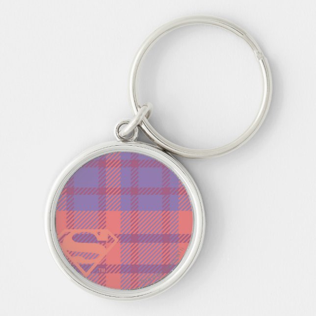 Supergirl Pink and Purple Pattern Keychain (Front)