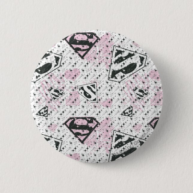 Supergirl Pink and White Logo Pattern 2 Inch Round Button (Front)