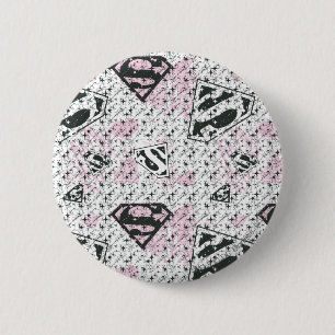 Supergirl Pink and White Logo Pattern 2 Inch Round Button