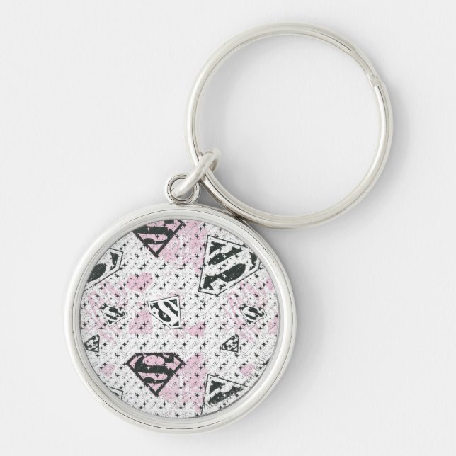 Supergirl Pink and White Logo Pattern Keychain (Front)