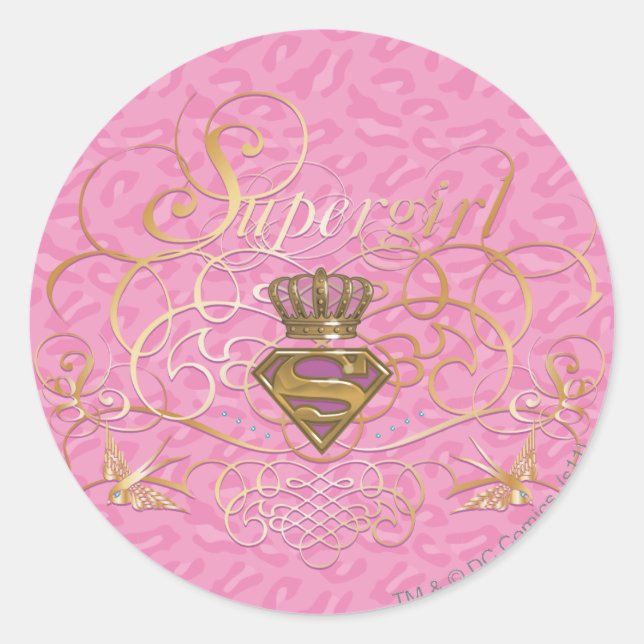 Supergirl Pink Classic Round Sticker (Front)