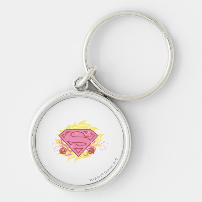 Supergirl Pink Flowers Keychain (Front)