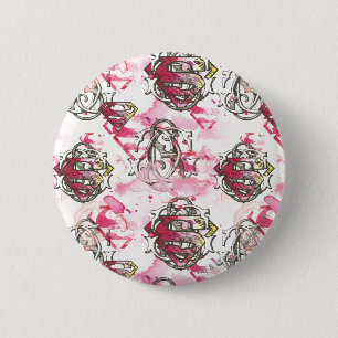 Supergirl Pink Ink Pattern 2 Inch Round Button