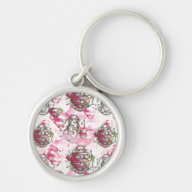 Supergirl Pink Ink Pattern Keychain (Front)