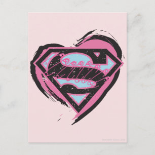 Supergirl Pink Logo in Heart Postcard