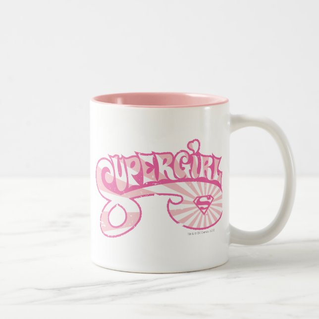 Supergirl Pink Logo Star Burst Two-Tone Coffee Mug (Right)