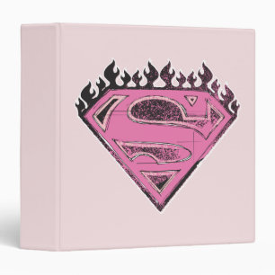 Supergirl Pink Logo with Flames Binder