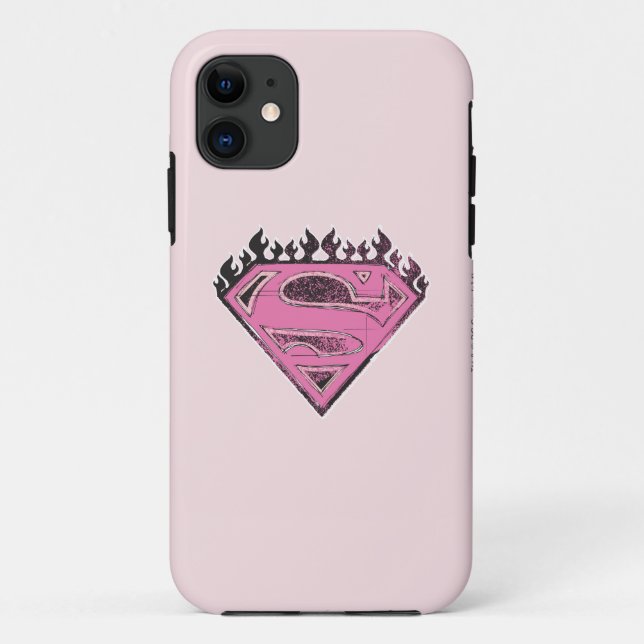 Supergirl Pink Logo with Flames Case-Mate iPhone Case (Back)
