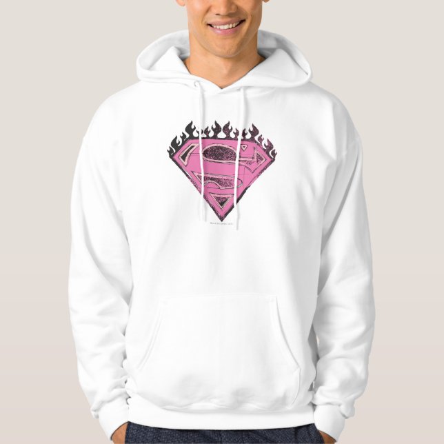 Supergirl Pink Logo with Flames Hoodie (Front)
