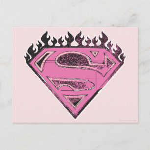 Supergirl Pink Logo with Flames Postcard