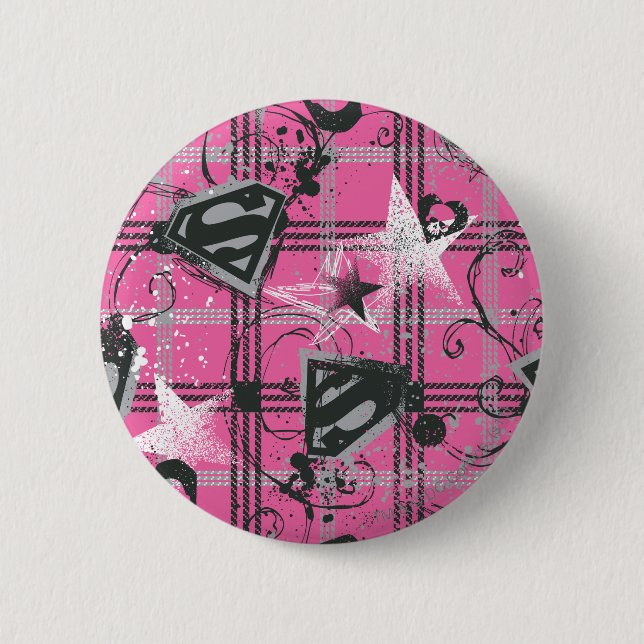 Supergirl Pink Splatter Square 2 Inch Round Button (Front)