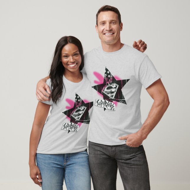 Supergirl Pink Spray Paint Star T-Shirt (Unisex)
