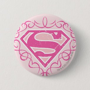 Supergirl Pink Stripes 2 Inch Round Button