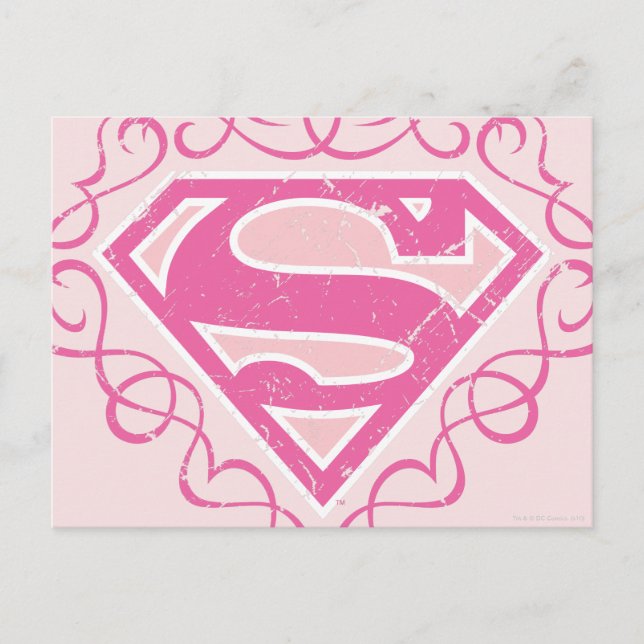 Supergirl Pink Stripes Postcard (Front)