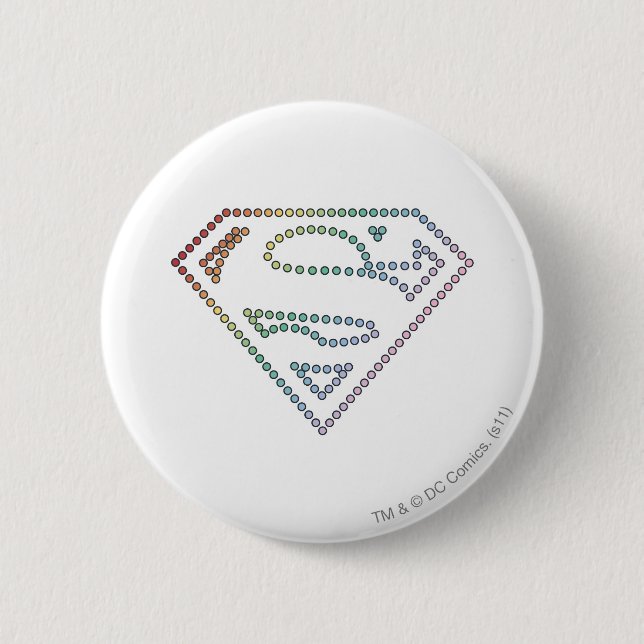 Supergirl Rainbow Outline Logo 2 Inch Round Button (Front)