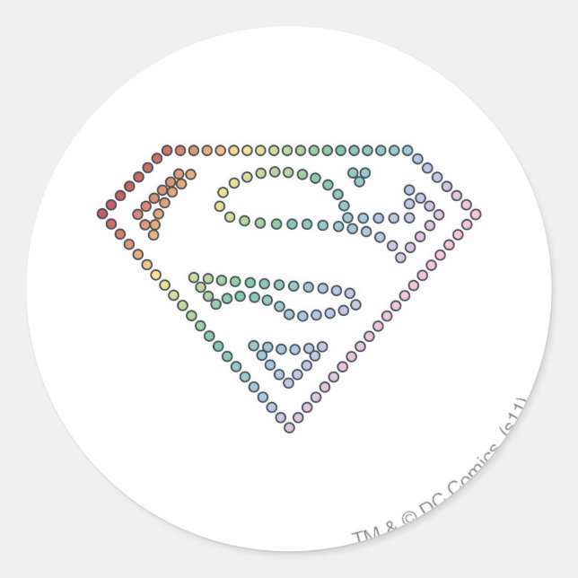 Supergirl Rainbow Outline Logo Classic Round Sticker (Front)