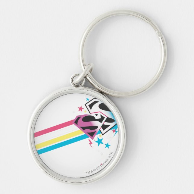 Supergirl Rainbow Stripes Keychain (Front)