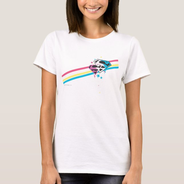 Supergirl Rainbow Stripes T-Shirt (Front)