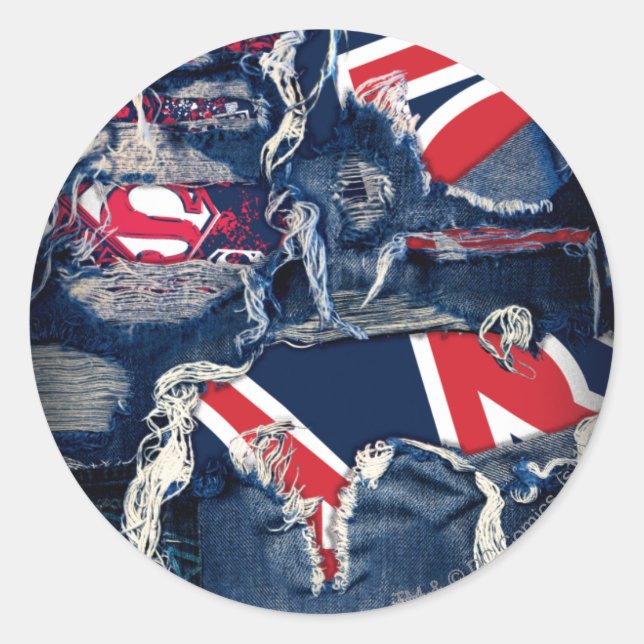 Supergirl Red, White & Blue Classic Round Sticker (Front)
