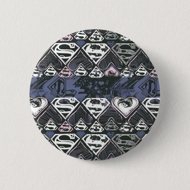 Supergirl Repeat S Pattern 2 Inch Round Button (Front)
